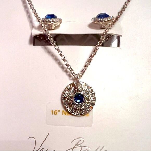 NWT Vera Bradley September Birthday Sapphire Color Necklace And Earrings Set - Picture 3 of 4